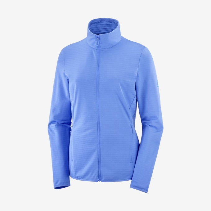 Dámské Mezivrstvy Salomon ESSENTIAL LIGHTWARM Full Zip Střední Vrstva Jacket Blankyt | CZ-50637WP