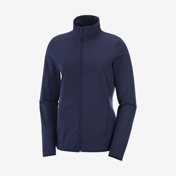 Dámské Mezivrstvy Salomon ESSENTIAL LIGHTWARM Full Zip Jacket Tmavě Blankyt | CZ-94362GO