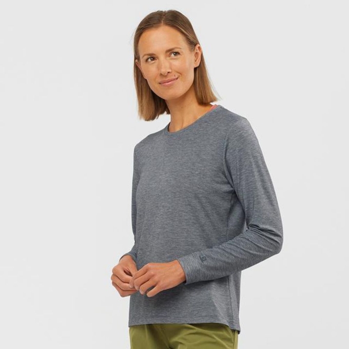 Dámské Mezivrstvy Salomon ESSENTIAL LONG SLEEVE Černé | CZ-67382UD