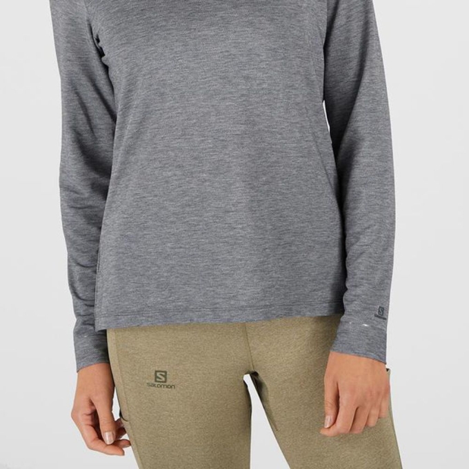 Dámské Mezivrstvy Salomon ESSENTIAL LONG SLEEVE Černé | CZ-67382UD