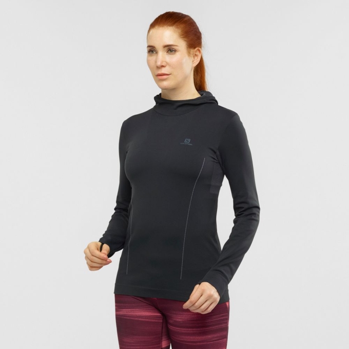 Dámské Mezivrstvy Salomon ESSENTIAL SEAMLESS Černé | CZ-68092PL