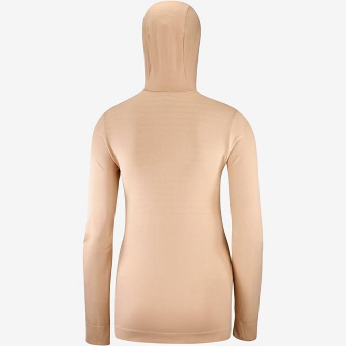 Dámské Mezivrstvy Salomon ESSENTIAL SEAMLESS HOODIE Béžový | CZ-86924TH