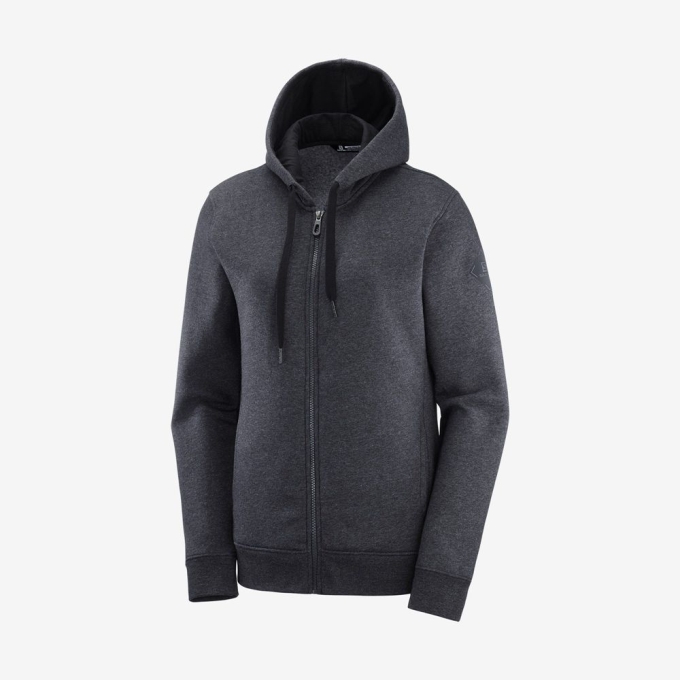 Dámské Mezivrstvy Salomon ESSENTIAL WARM Jacket Hoodie Černé | CZ-16852PH