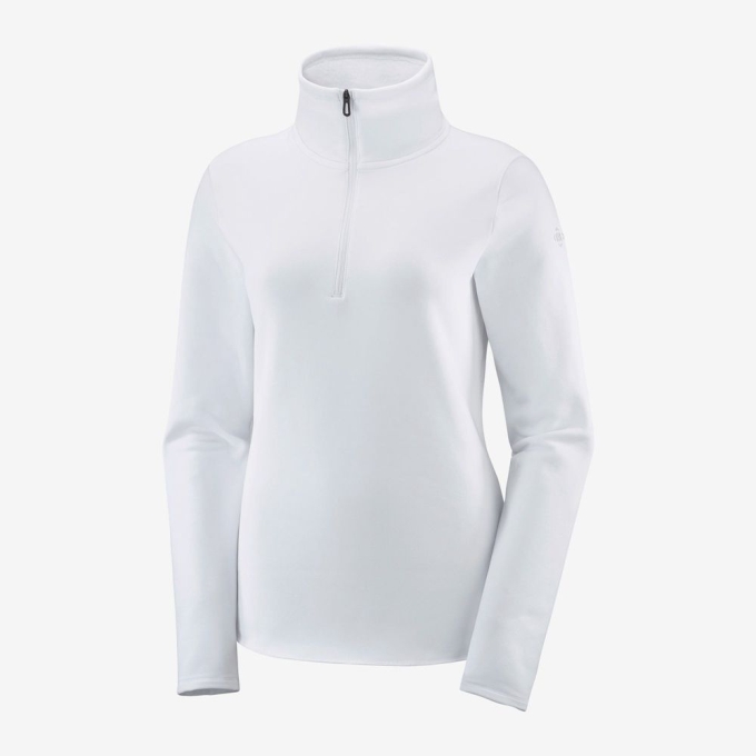 Dámské Mezivrstvy Salomon WARM AMBITION HALF ZIP W Half Zip Jacket Bílé | CZ-81679TQ