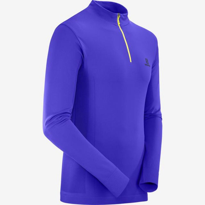 Pánské Mezivrstvy Salomon EXPLORE SEAMLESS HALF ZIP Blankyt | CZ-24670PB