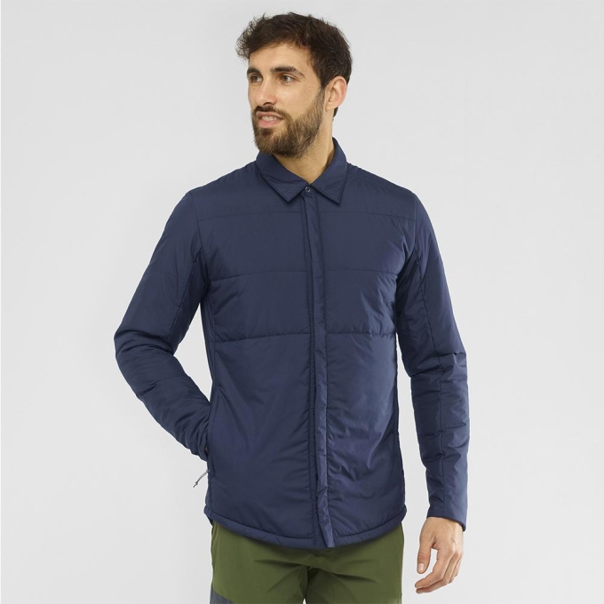 Pánské Mezivrstvy Salomon SNOWSHELTER INSULATED SHIRT M Tmavě Blankyt | CZ-54913OZ