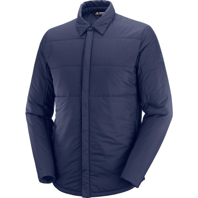 Pánské Mezivrstvy Salomon SNOWSHELTER INSULATED SHIRT M Tmavě Blankyt | CZ-54913OZ