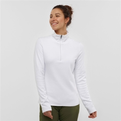 Dámské Mezivrstvy Salomon WARM AMBITION HALF ZIP W Half Zip Jacket Bílé | CZ-81679TQ